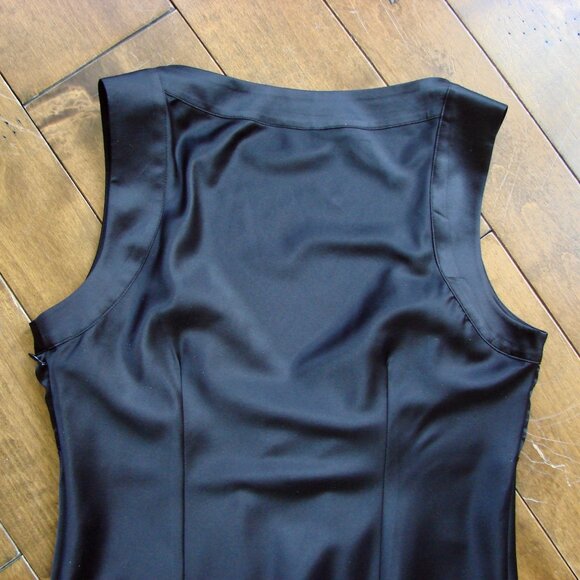 Y2K Black Satin Babydoll Cami Top Tristan Sleeveless Crisscross Pleated Small - Picture 9 of 15